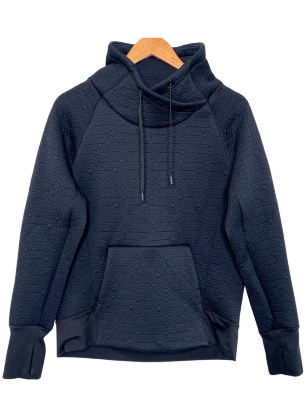 Athleta Black Quilted Funnel-Neck Pullover